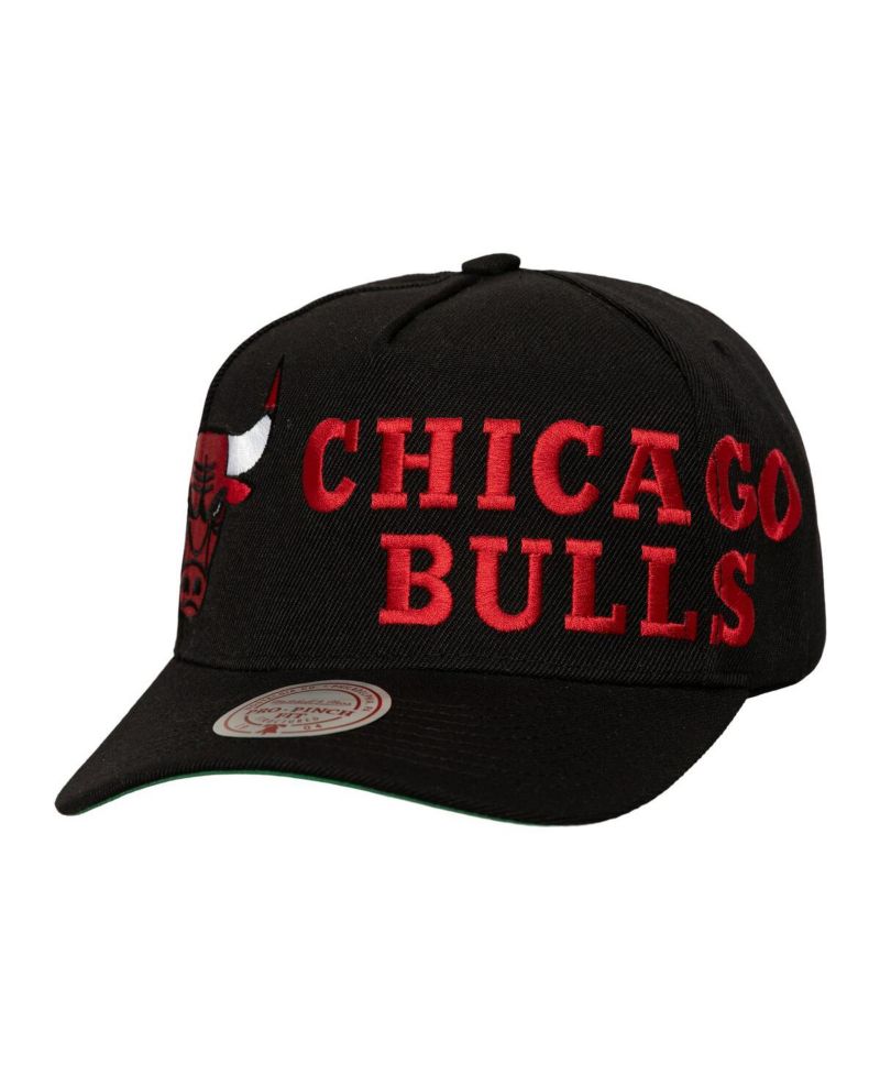 Men's Black Chicago Bulls Busted Logo Wordmark Wrap-Around Pro Pinch Adjustable Hat