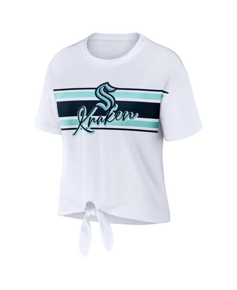 Women's White Seattle Kraken Front Knot T-Shirt