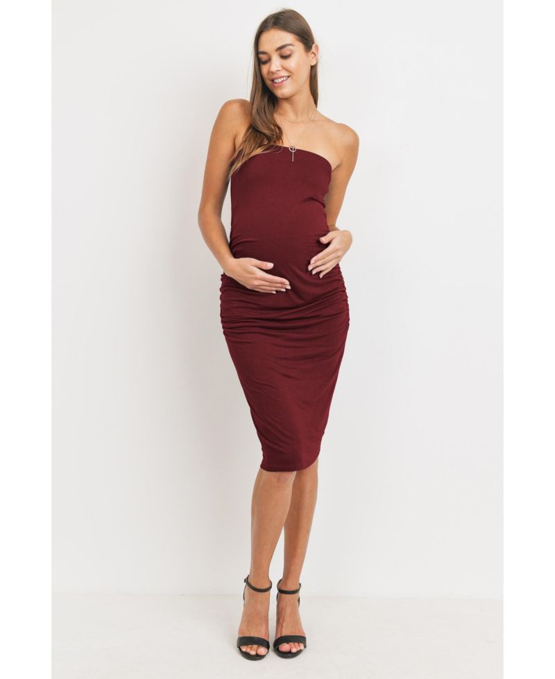 Women's Ruched Strapless Bodycon Dress