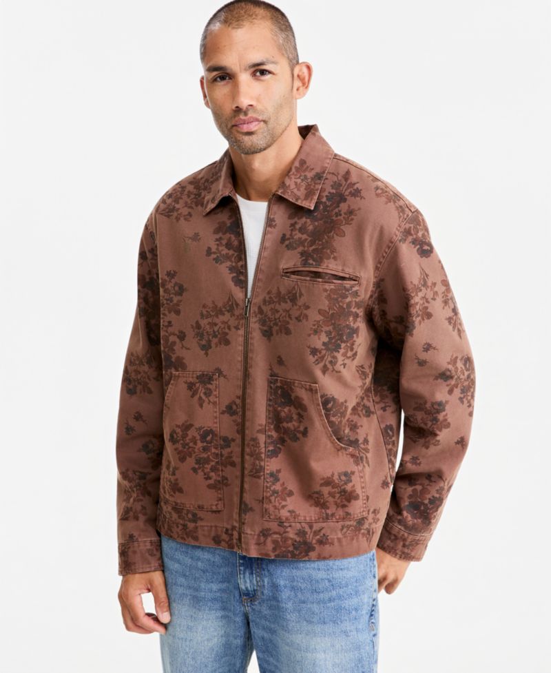 Men's Floral Canvas Chore Jacket