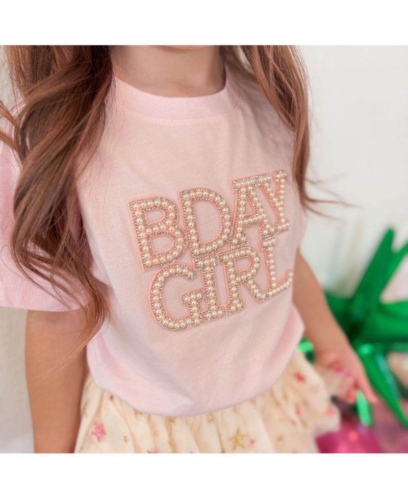 Baby Girls Pearl BDay Patch Short Sleeve T-Shirt