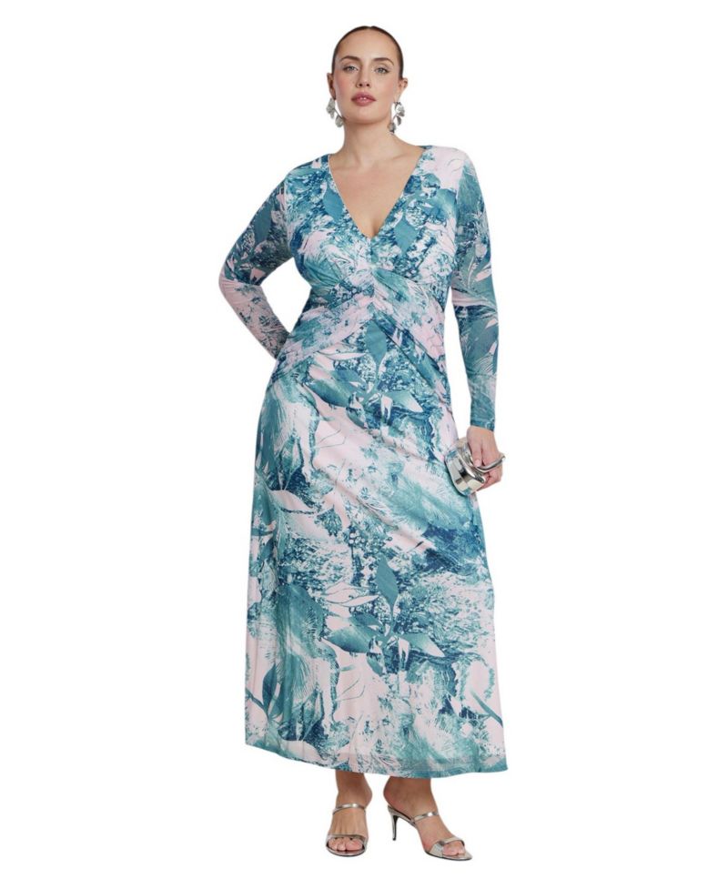 Women's Printed Mesh Maxi Dress