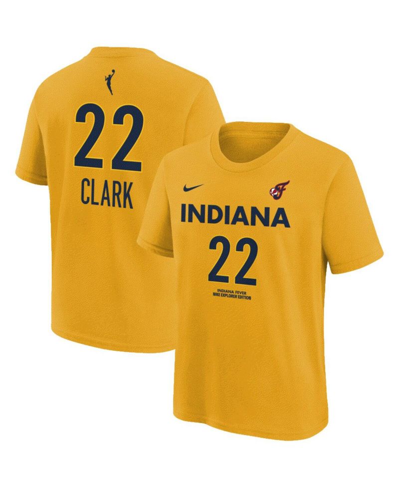 Big Boys and Girls Caitlin Clark Gold Indiana Fever Name & Number T-Shirt