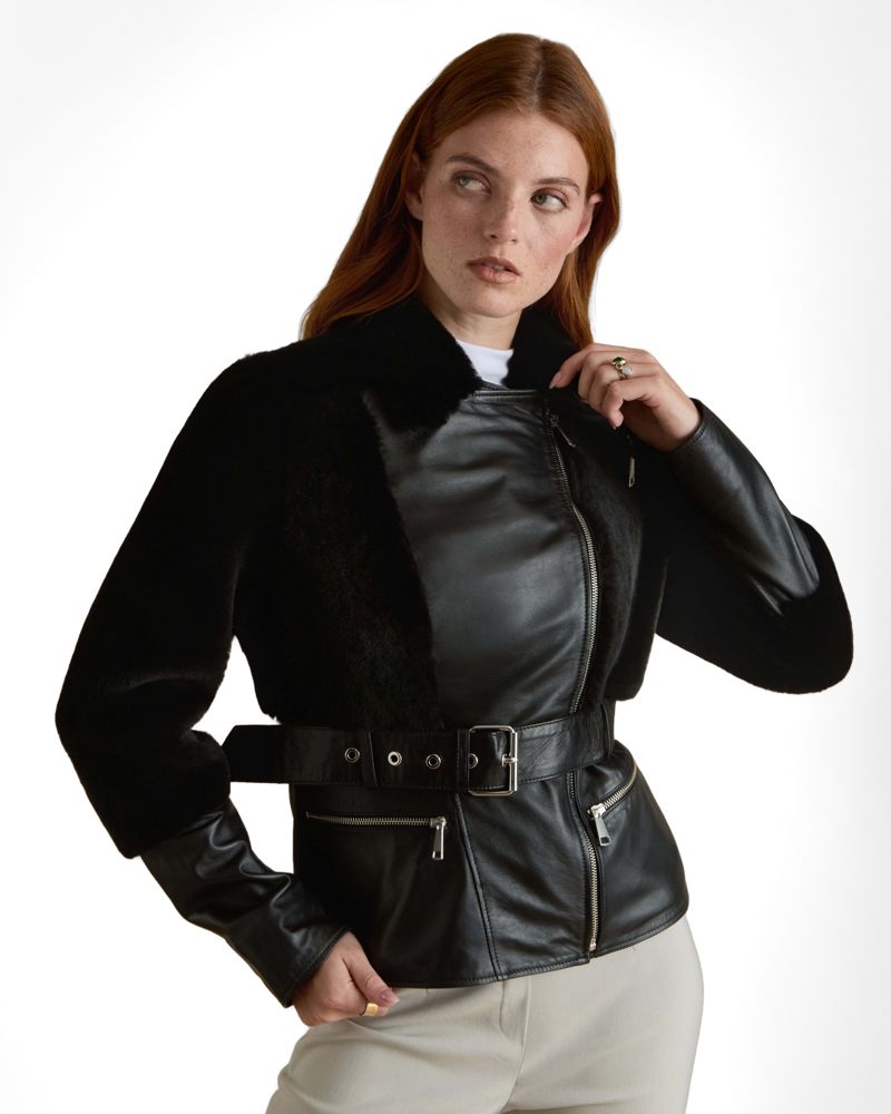 Women's Belted Biker Jacket