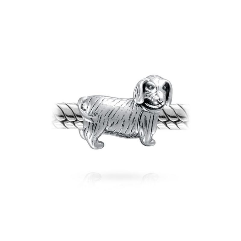 Pet Puppy Animal Lover Charm Bead for Bracelet .925 Sterling Silver