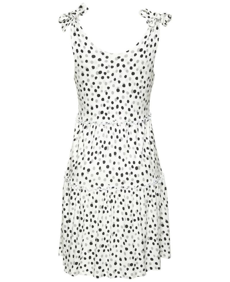 Women's Viscose Printed Tie Strap Fit-and-Flare V-Neck Short Dress