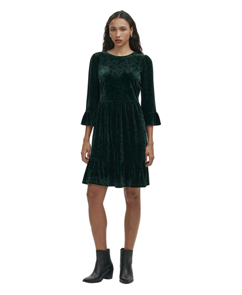 Women's Cammie Velvet Empire-Waist Animal-Print Dress