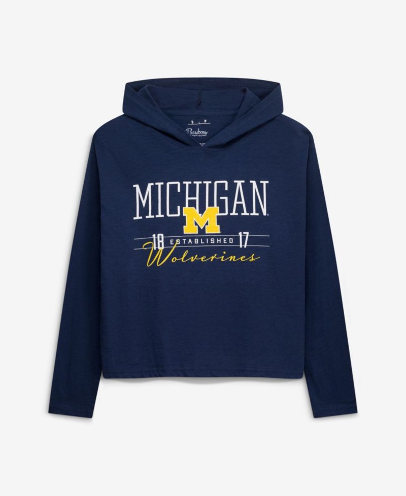 Women's Michigan Wolverines Castillo Oversized Slub Hooded Long-Sleeve T-Shirt