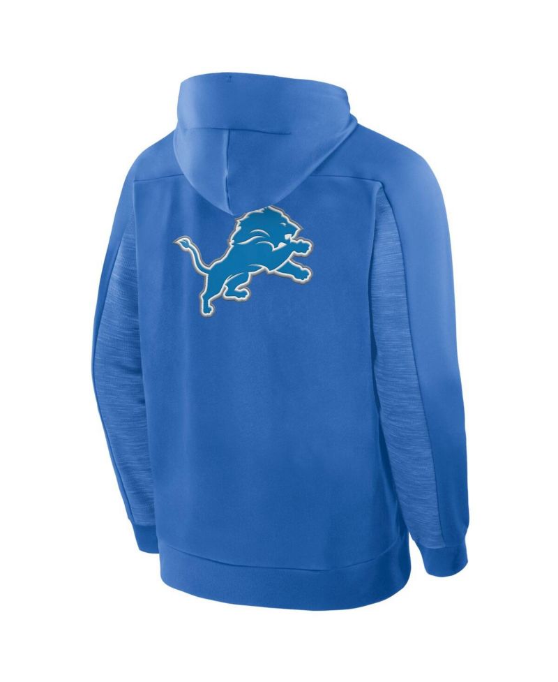 Men's Blue Detroit Lions Checkdown Pass Full-Zip Hoodie