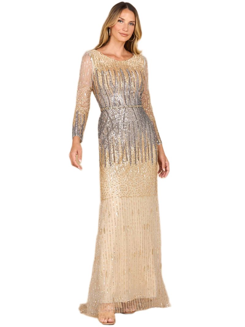 Women's Mermaid, Beaded Long Sleeve Gown