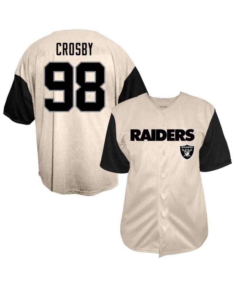 Men's Maxx Crosby Cream Las Vegas Raiders Big & Tall Baseball Button-Up Shirt