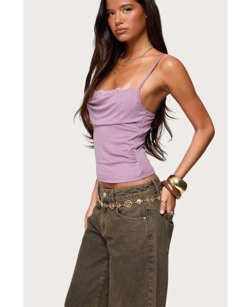 Women's Bobbie Layered Lace Cowl Neck Top