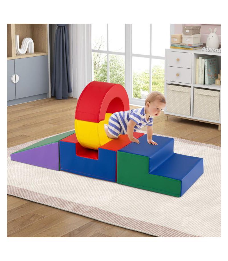 5-Piece Kids Foam Climbing Toys with PU Leather Cover