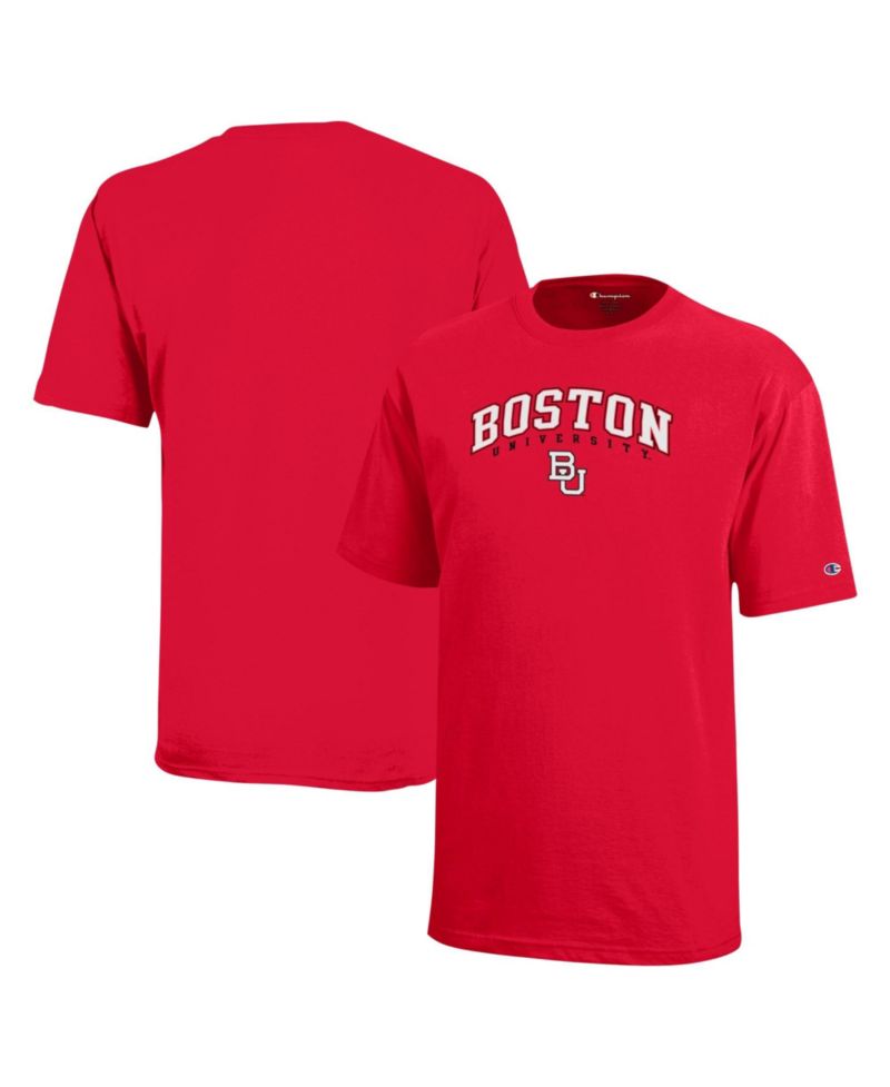 Big Boys and Girls Scarlet Boston University Arch Over Logo T-Shirt