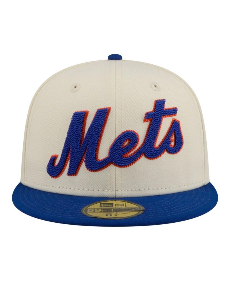 Men's Cream New York Mets Two-Tone Stitch 59FIFTY Fitted Hat