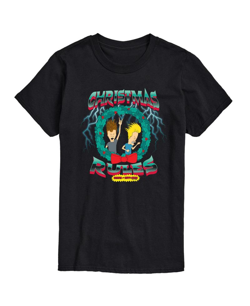 Men's Beavis Butthead Christmas Rules Short Sleeve Tee