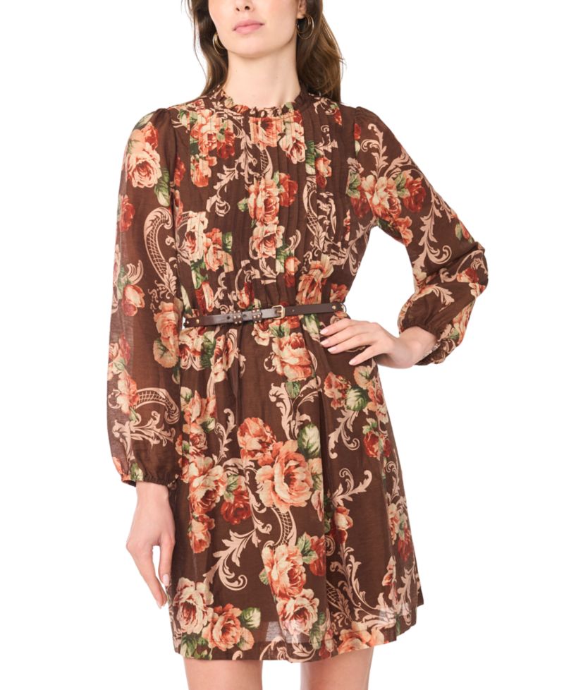 Women's Floral-Print Ruffle Dress