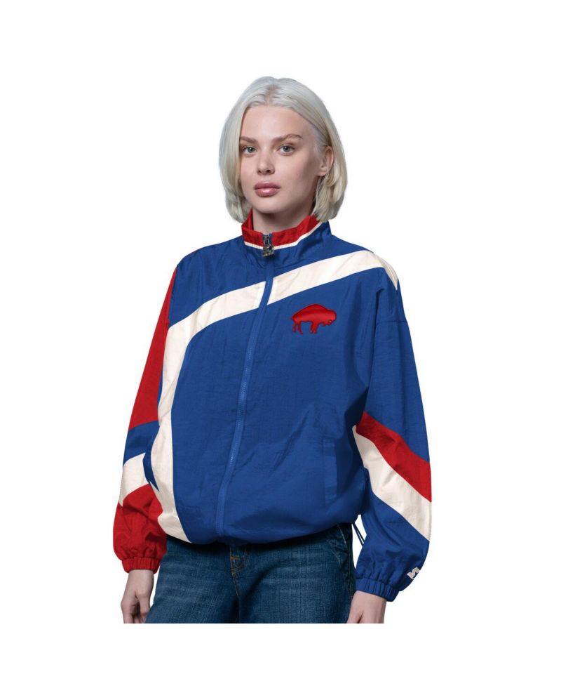Women's Royal/Red Buffalo Bills Vintage 1st Quarter Full-Zip Windbreaker