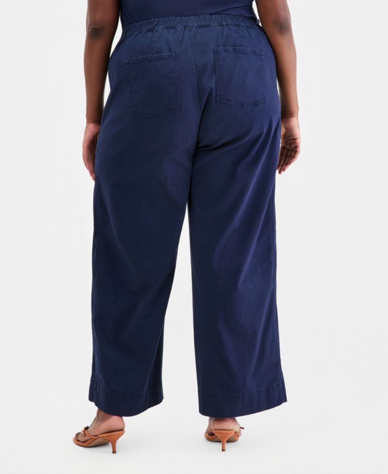 Trendy Plus Size Stretchy-Waist Wide-Leg Pants