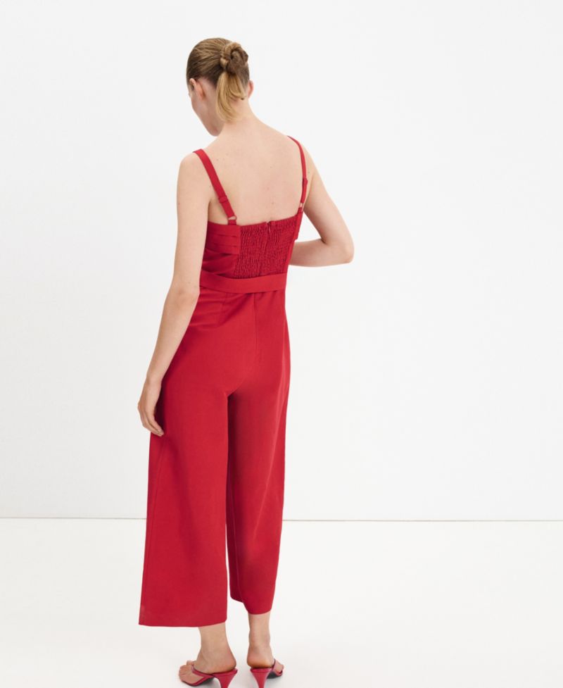 Women's Sleeveless Wide-Leg Linen-Blend Jumpsuit