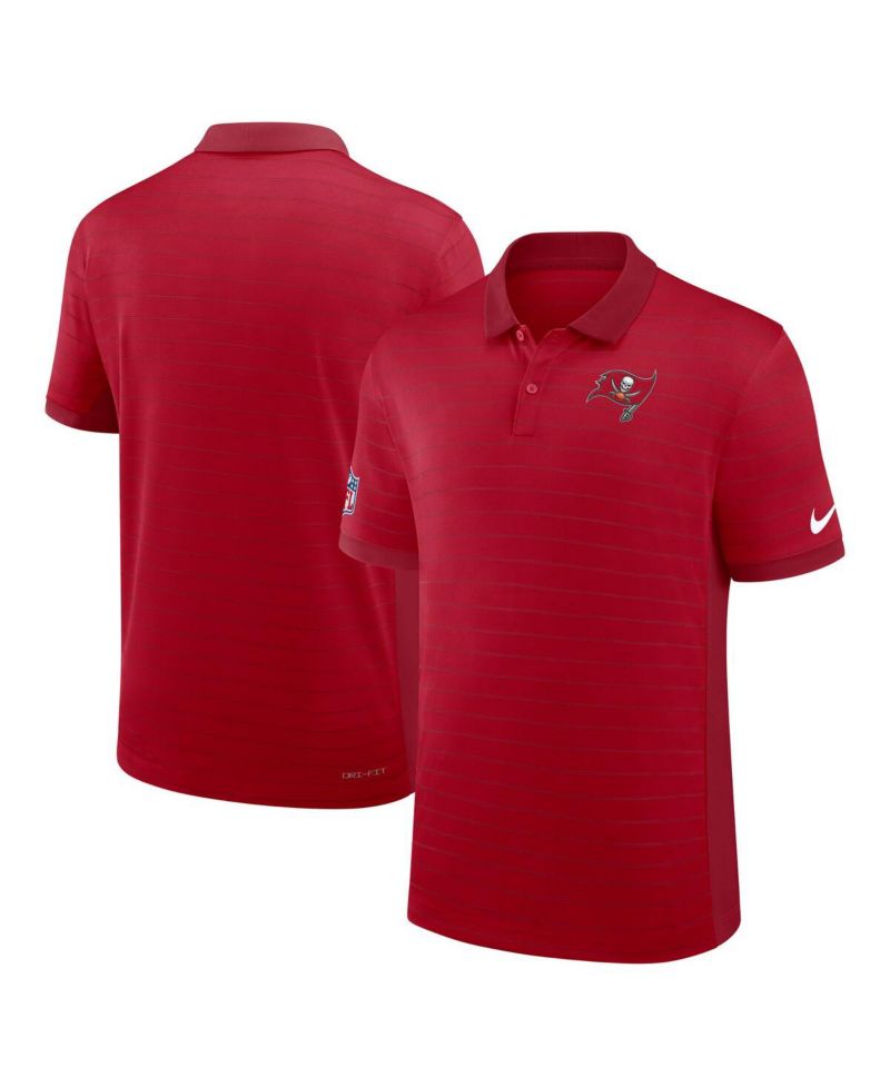 Men's Red Tampa Bay Buccaneers Sideline Victory Stripe Performance Polo Shirt