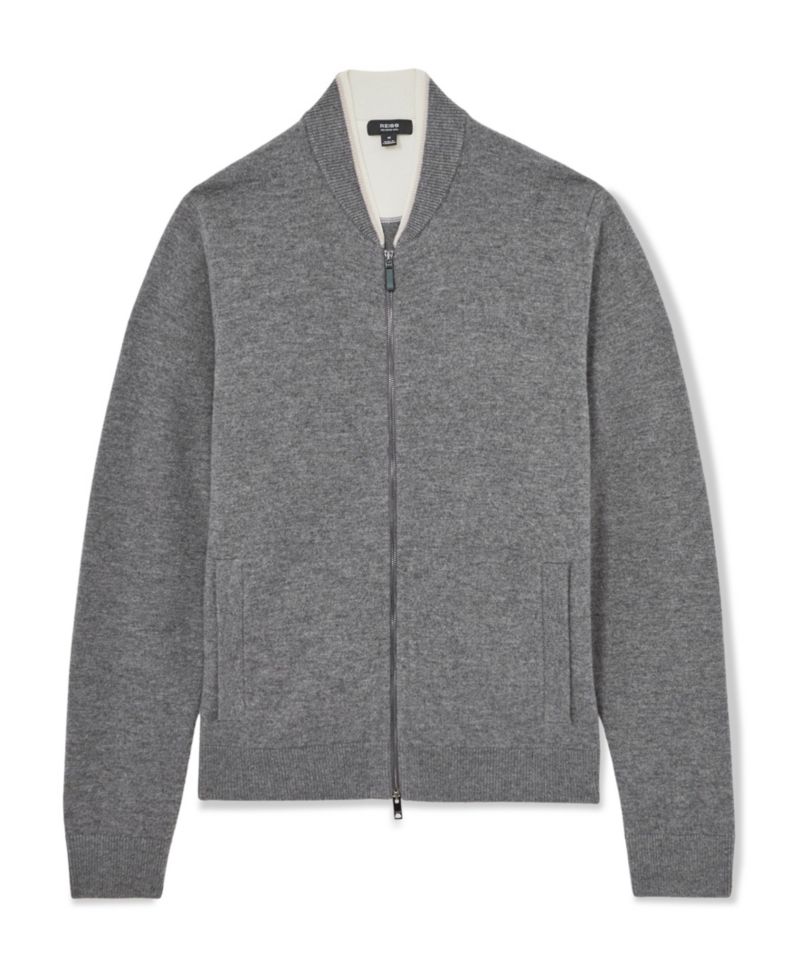 Men's Clifford Merino-Wool Zipped Bomber Cardigan