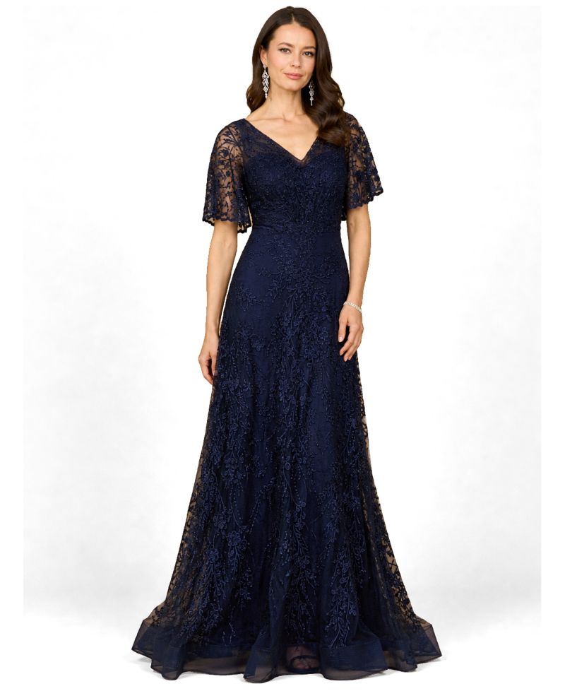 Women's Elegant Cape Sleeve A-line Gown