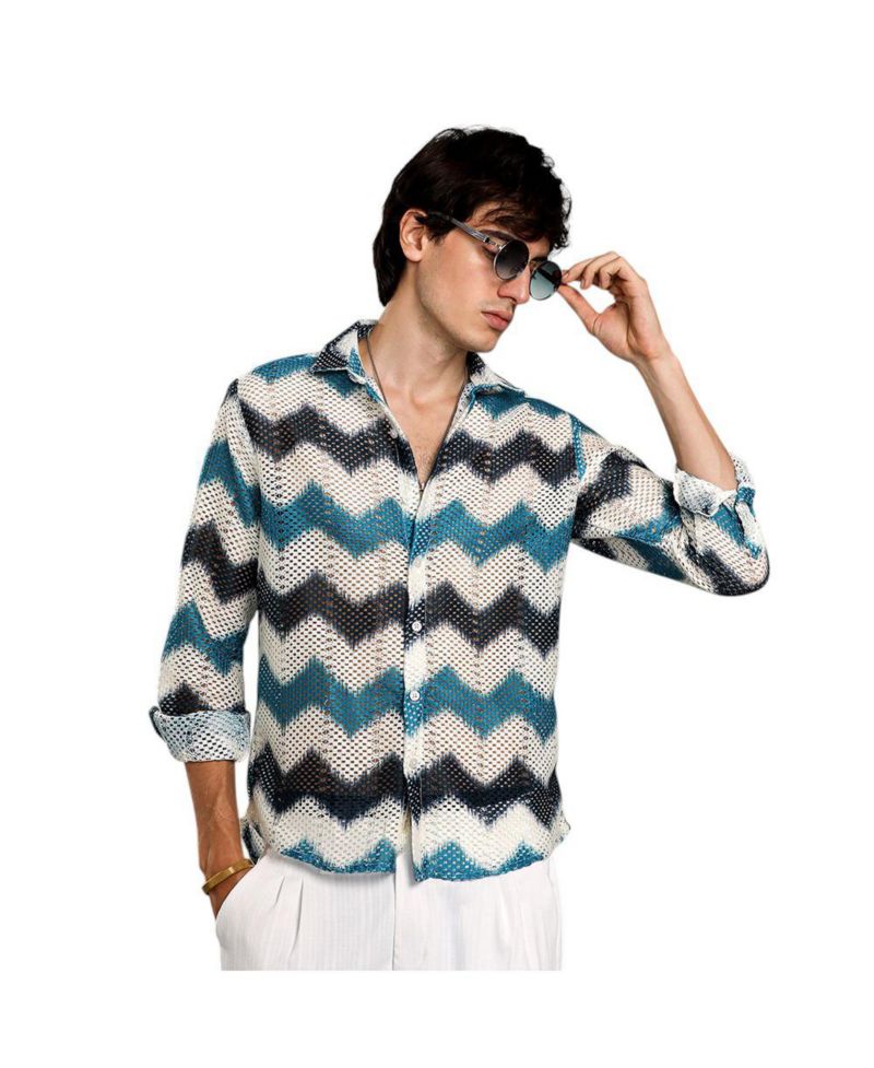 Men's Chevron-Block Knit Shirt