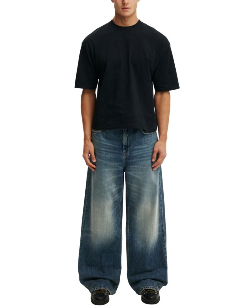 Men's Textured Cropped Boxy-Fit T-Shirt