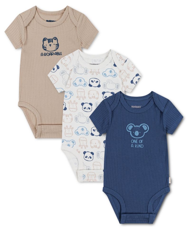 Baby Boys' Babywear Short-Sleeve Bodysuits, 3-Pack