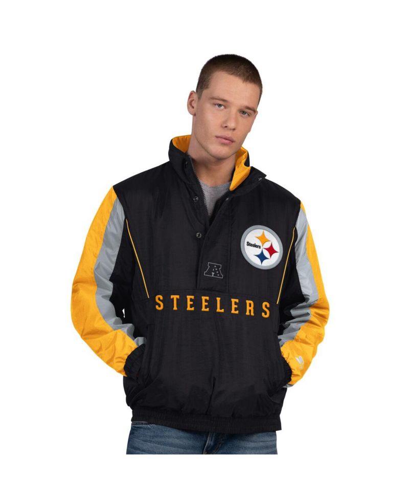 Men's Black Pittsburgh Steelers Thursday Night Gridiron Half-Zip Jacket