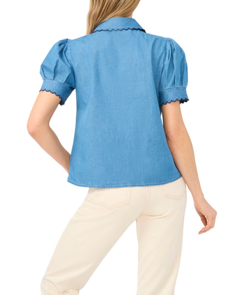 Women's Puff-Sleeve Button-Front Shirt