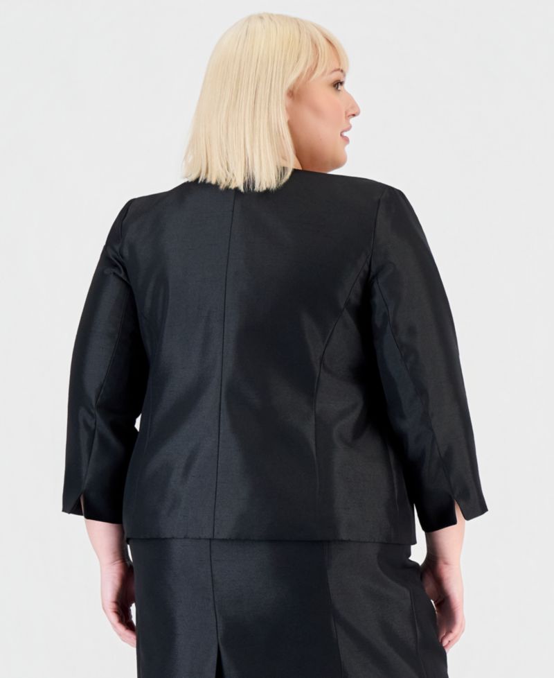 Plus Size Open-Front Jacket & Sleeveless Sheath Dress