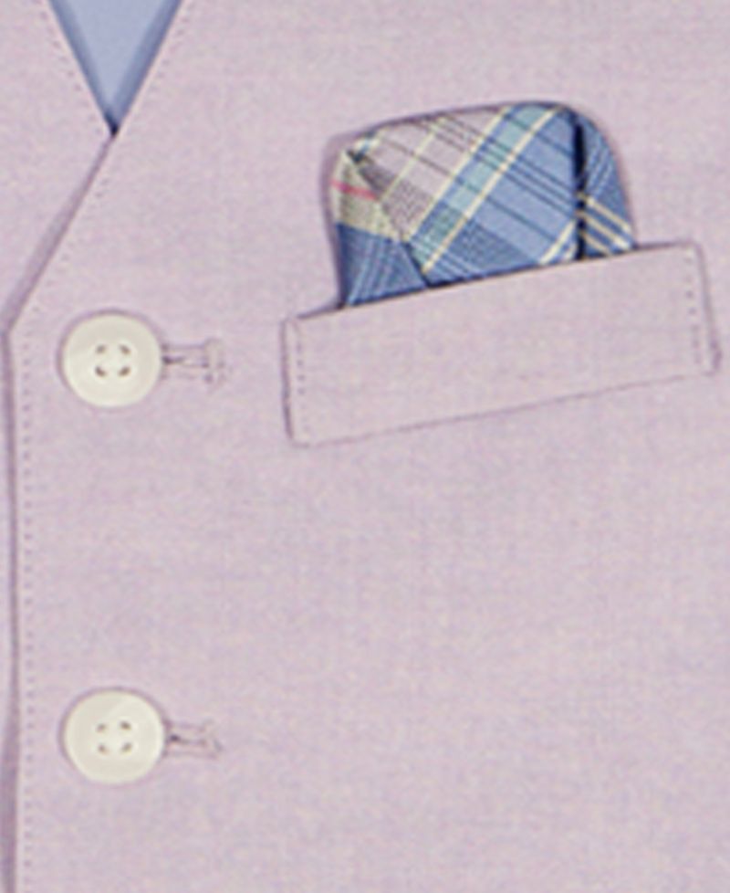 Boys' 2-7 Linen Check Long-Sleeve Shirt, Vest, Necktie, Pocket Square & Pants, 5-Piece Set