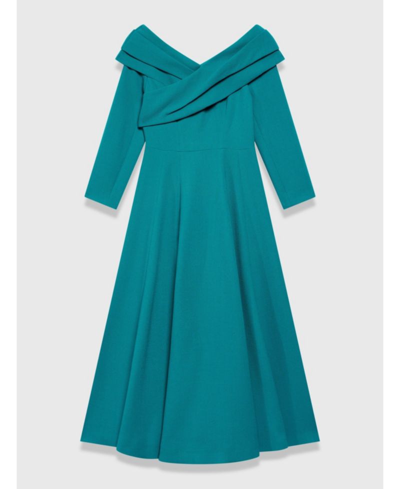 Women's Palermo Bardot Neck A-Line 3/4-Sleeve Midi Dress