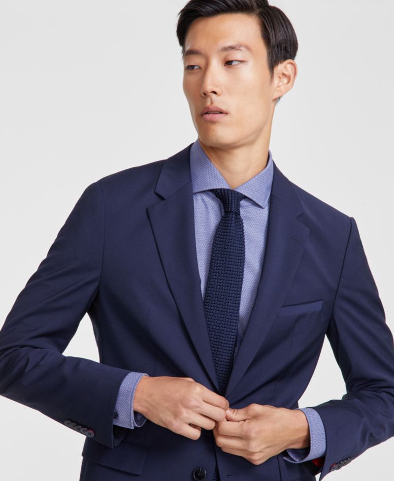 Men's Modern-Fit Solid Wool-Blend Suit Trousers