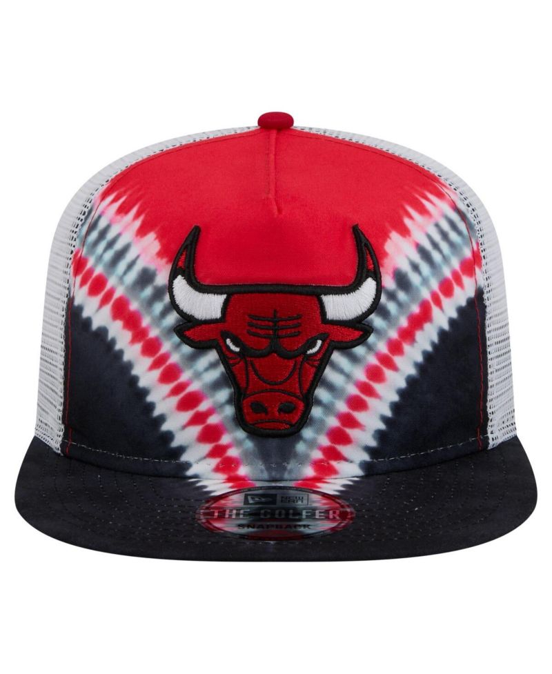 Men's Black/Red Chicago Bulls Throwback Dye Golfer Snapback Hat