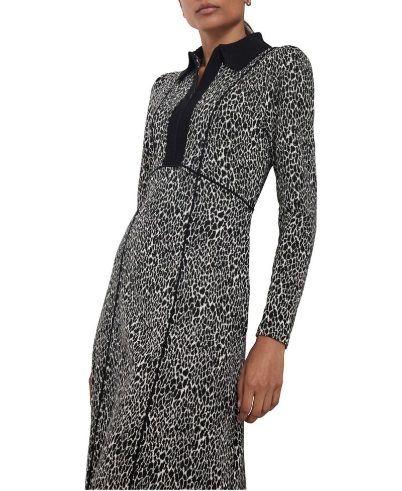 Women's Animal Print Jacquard Midi Dress