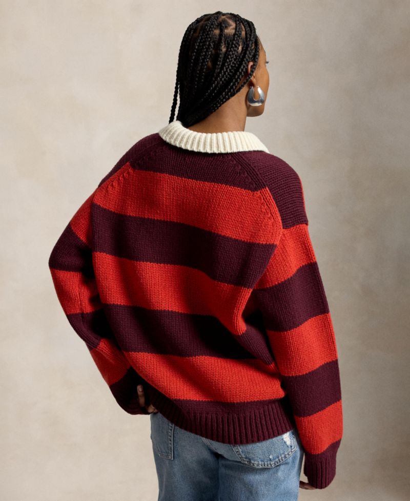 Women's Striped Wool-Blend Rugby Sweater