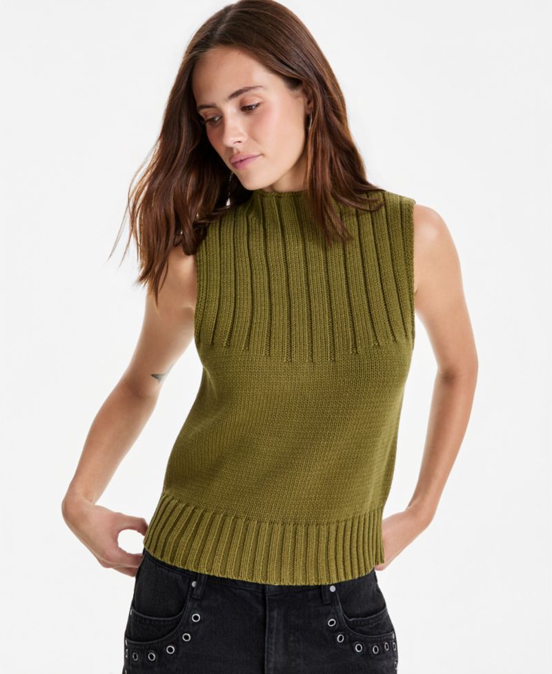 Women's Rib-Knit Mock-Neck Shell