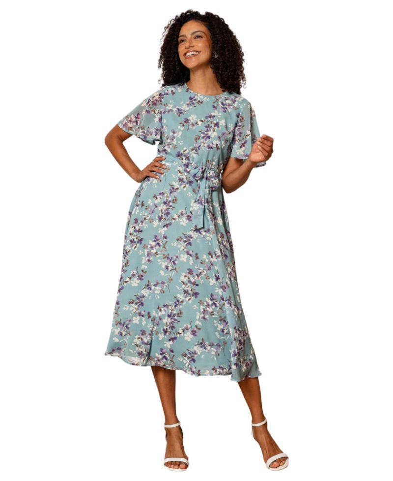 Women's Blossom Print Midi Skater Dress