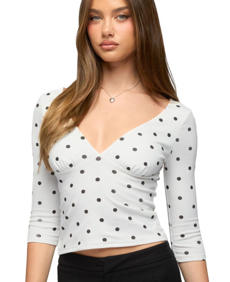 Women's Katey V Neck Polka Dot Top