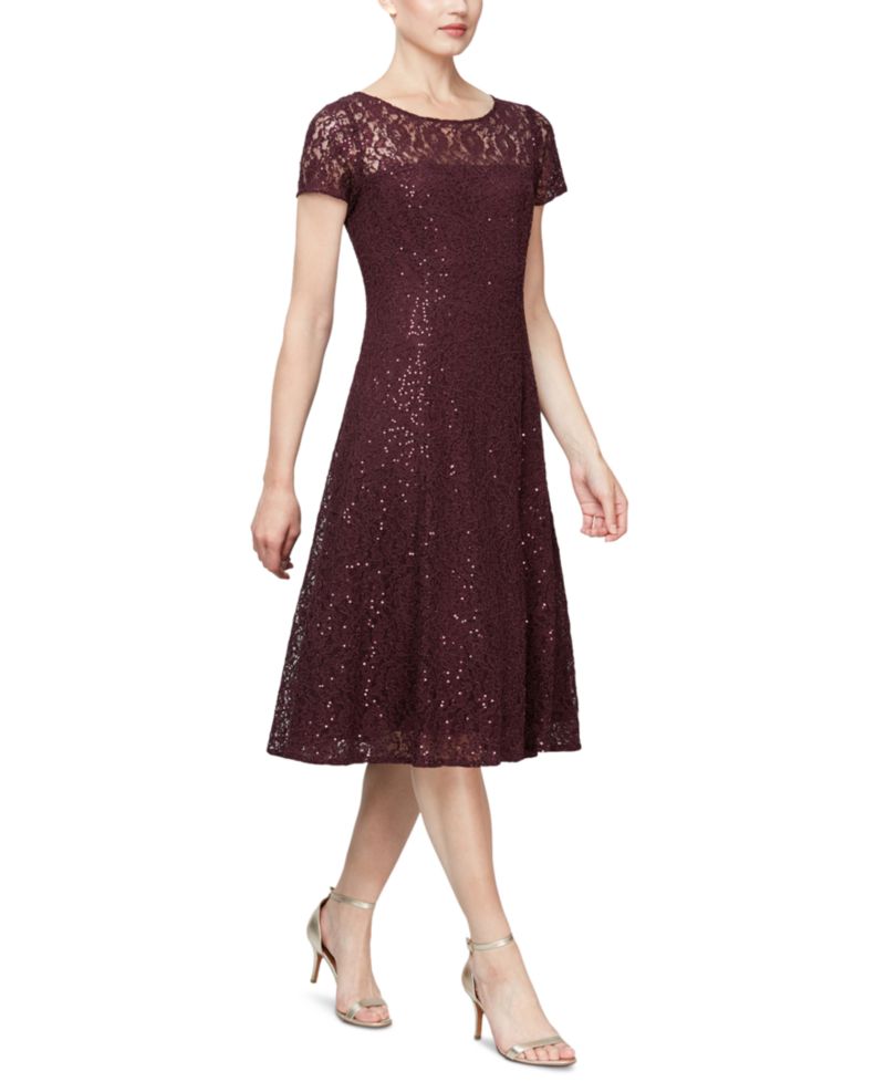 Sequined Lace Midi Dresses