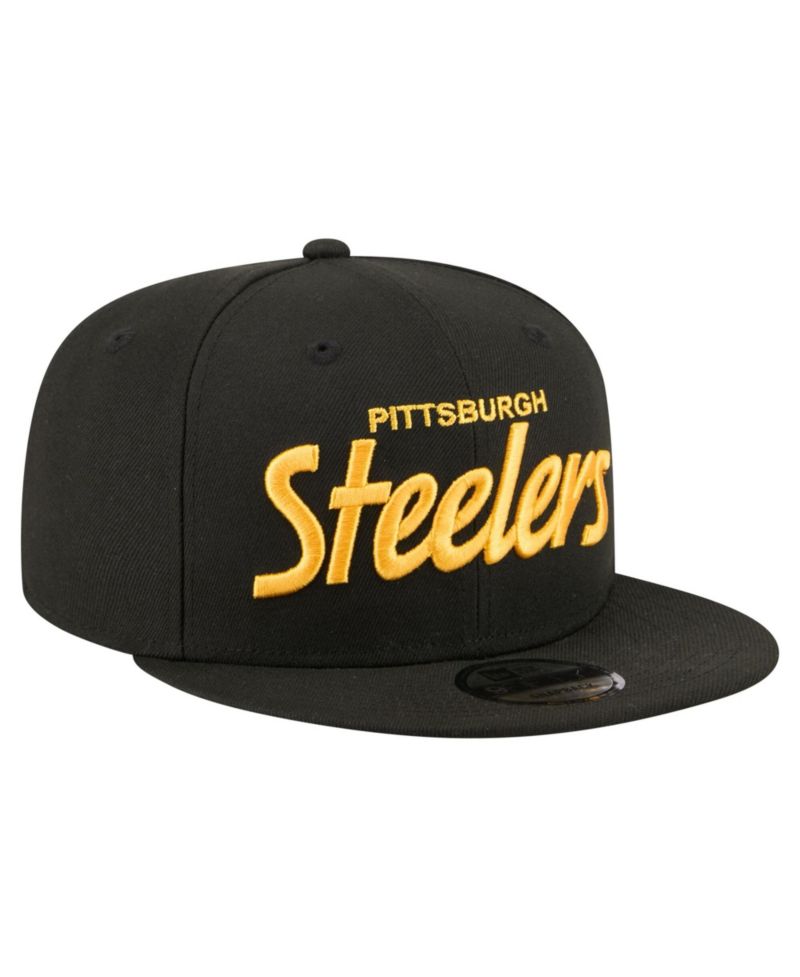 Men's Black Pittsburgh Steelers Core Team Script 9FIFTY Snapback Hat