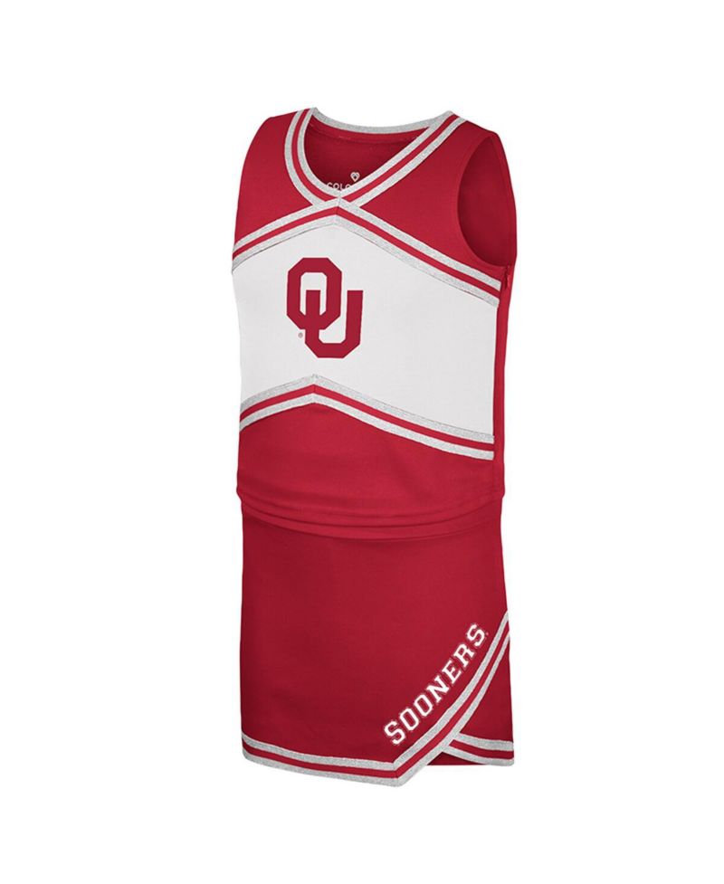 Big Girls 2-Piece Crimson Oklahoma Sooners Cheerleader Top and Skirt Set