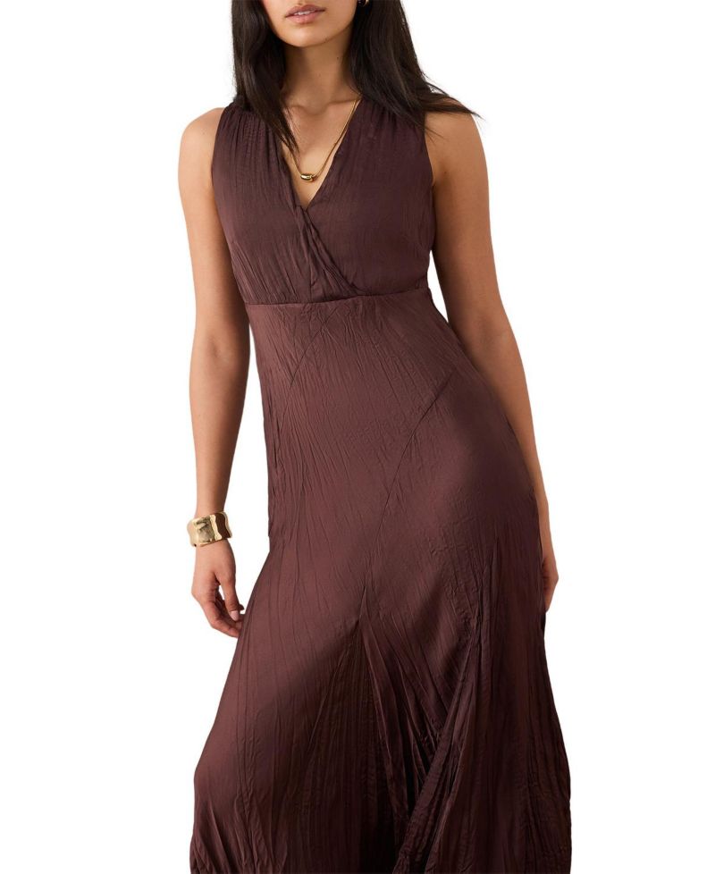 Women's Sleeveless V-Neck Crinkle Maxi Dress