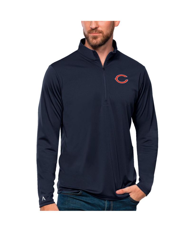 Men's Navy Chicago Bears Tribute Quarter-Zip Lightweight Pullover Sweatshirt