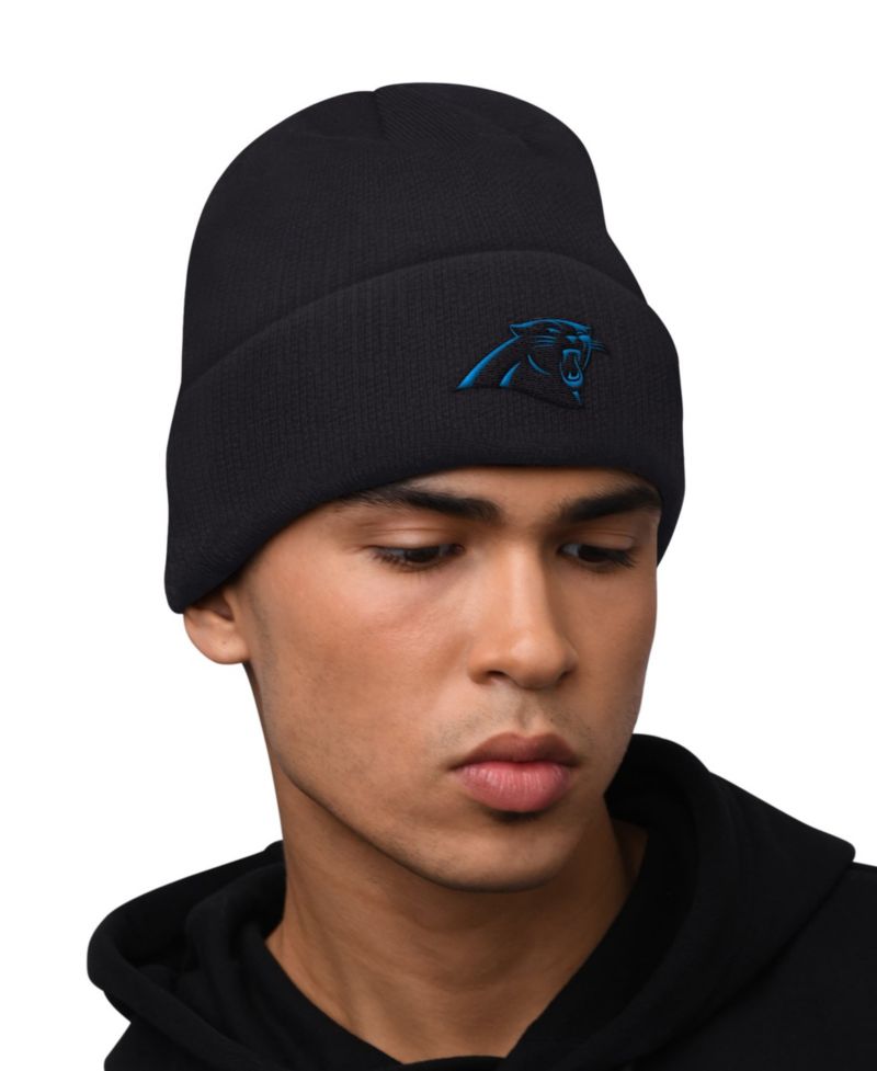 Men's Black Carolina Panthers Hoodie and Cuffed Knit Hat Combo Pack