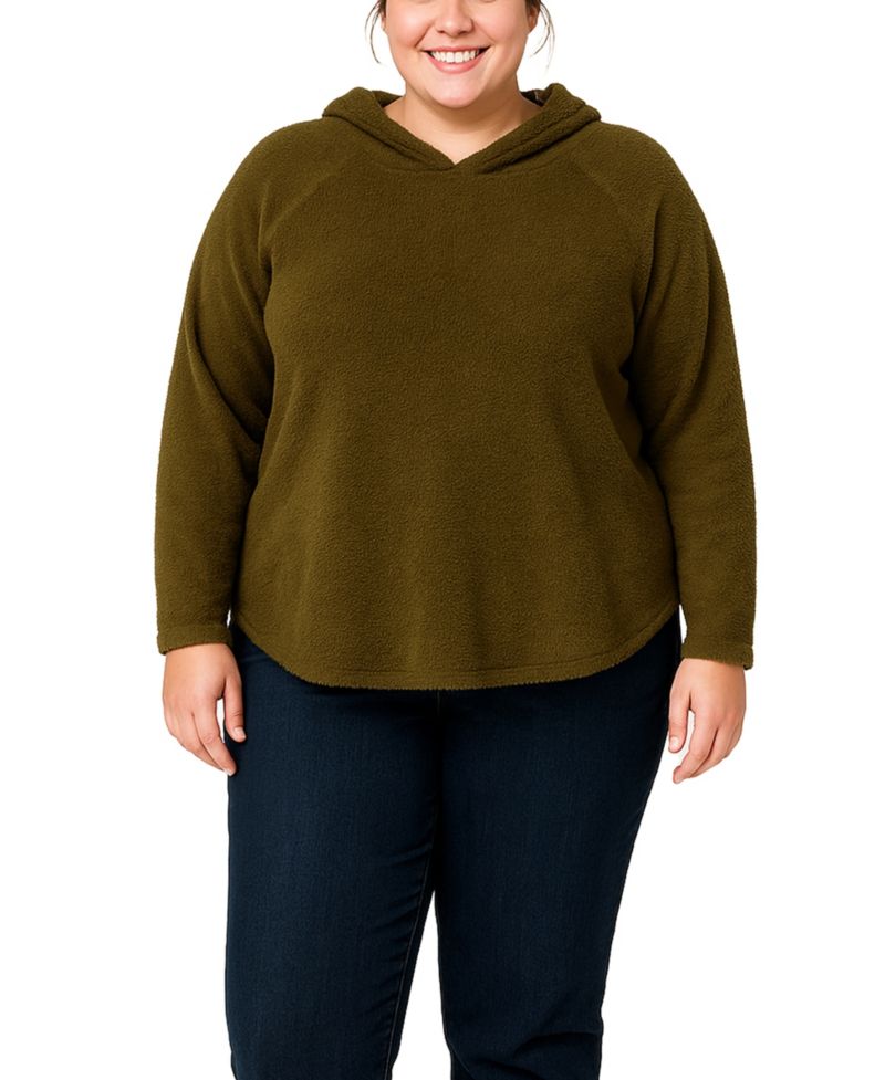Plus Size Cozy Rib Long Sleeve Hoodie Top