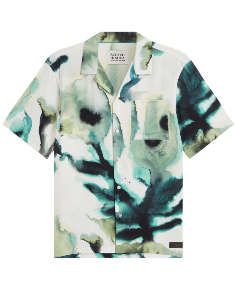 Men's Printed Viscose Camp Collar Shirt